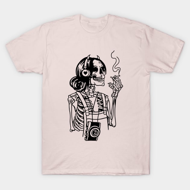 Smoking Skeleton T-Shirt by The Night Owl's Atelier